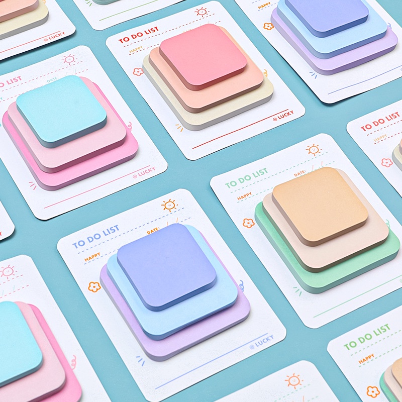 Sticky Notes Creative 3 Size Square Pasteable 3 Color Paper Memo Pads ...