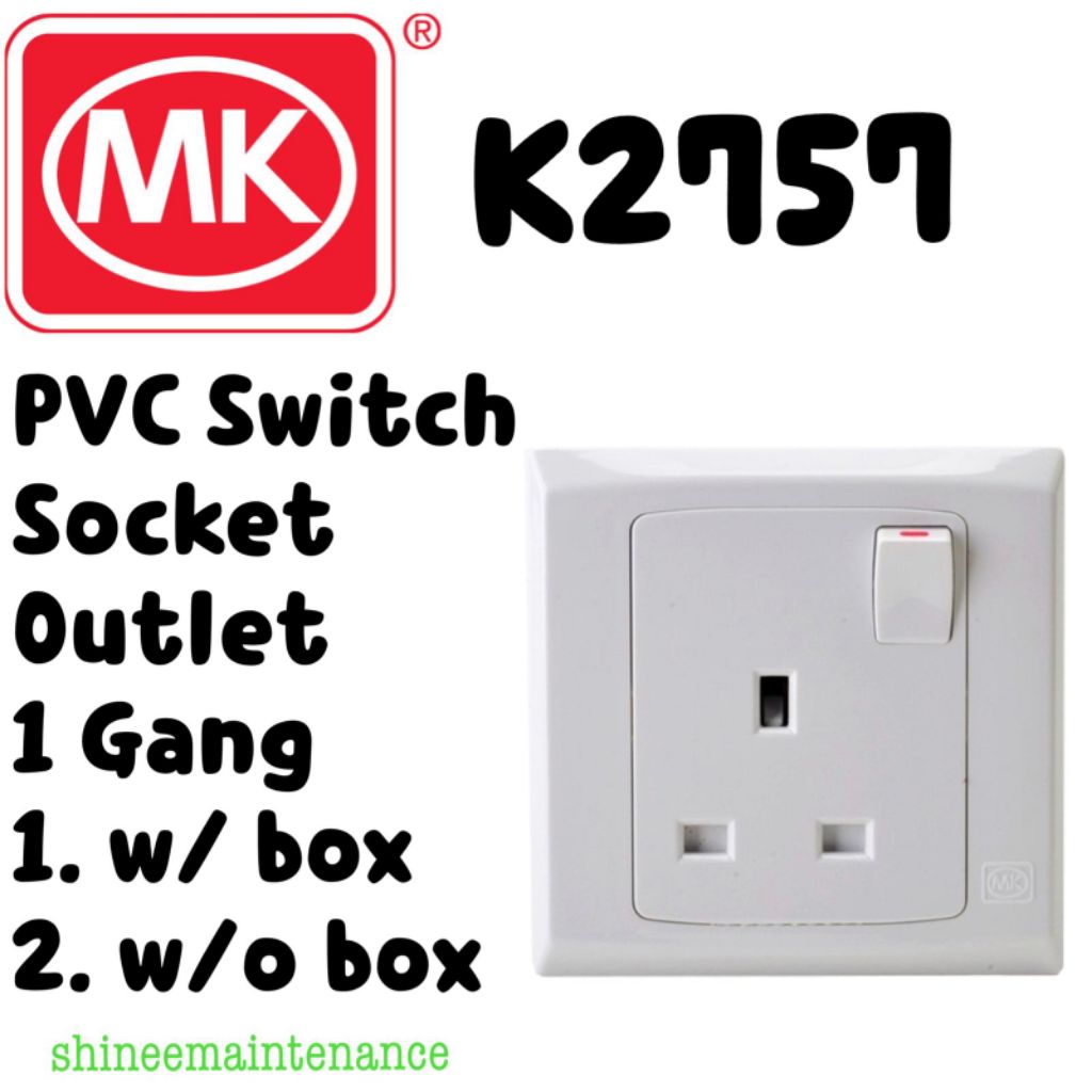 [2pc bundle!] MK PVC Switch Socket Outlet MK 2757 1 gang with or ...