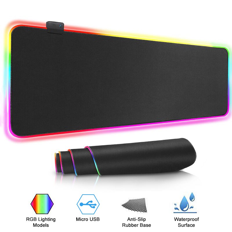 RGB Gaming MousePad, 7 LED Color Backlit (Water-resistant) - 14 Modes ...