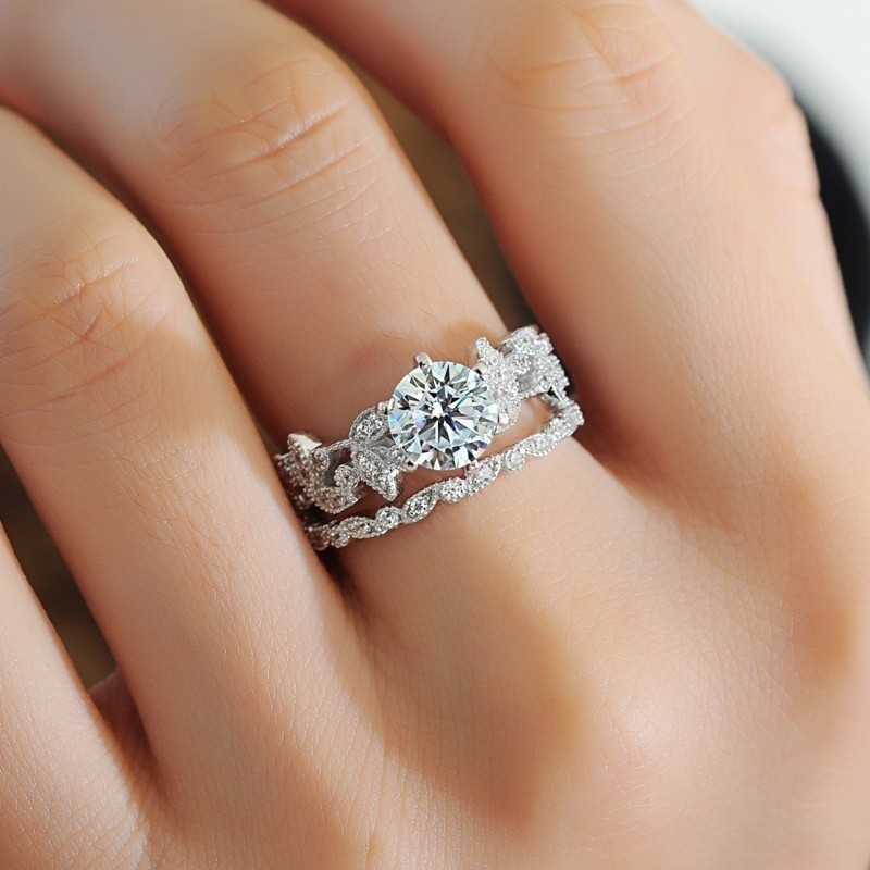 White sapphire wedding ring on sale set