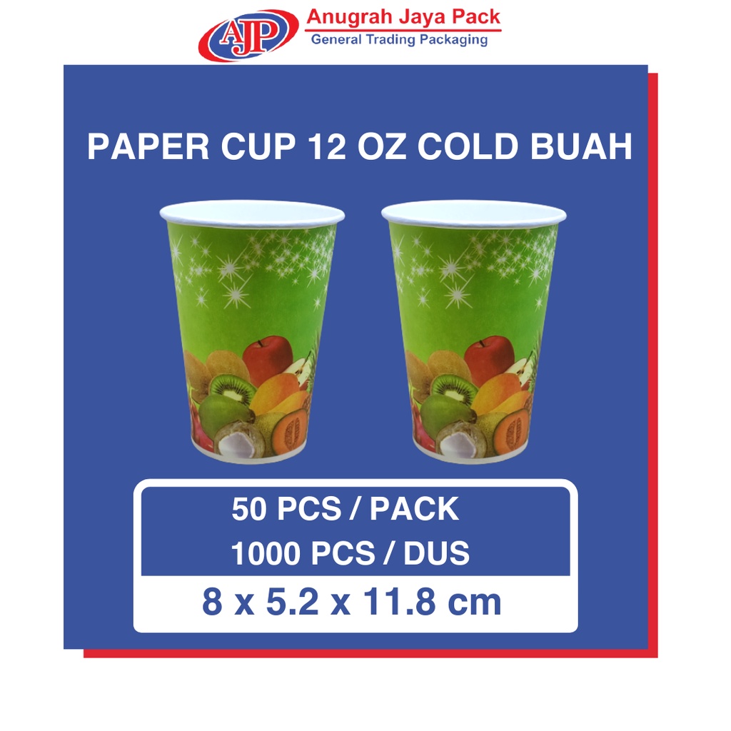 12oz Cold Fruit Paper Cup/12Oz Cold Drink Paper Cup (Color) | Shopee ...