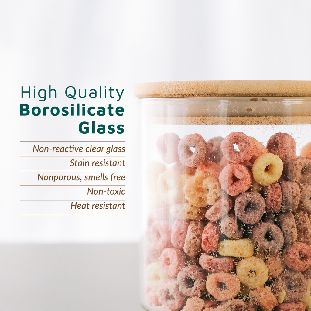 Toples Kaca Bulat Storage Jar Borosilicate Kedap Udara ( dia 10 cm ) - Gambar 4