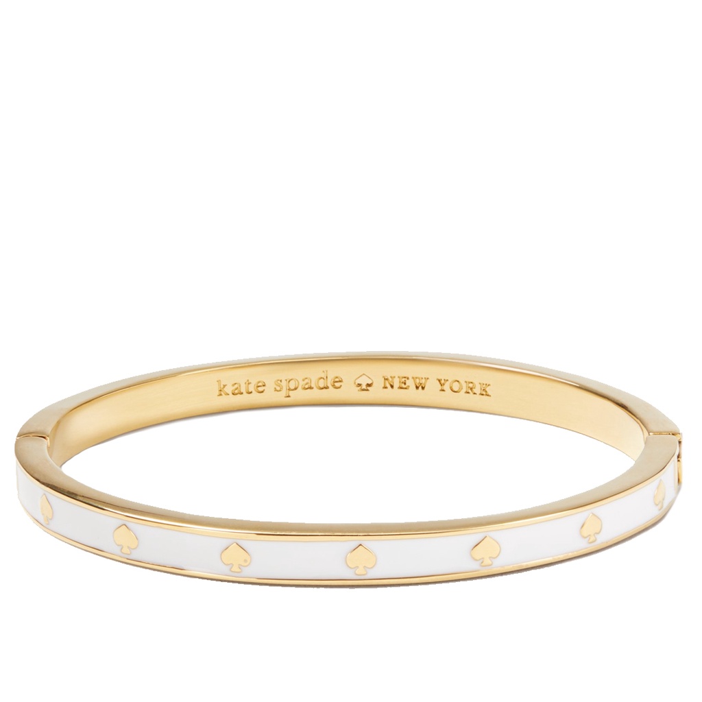 Kate Spade Spot the Spade Enamel Hinged Bangle Bracelet in White