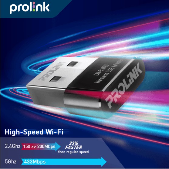 Prolink AC650 Mini USB Wifi Adapter l 6 dBi High-Gain Antenna Wireless Dual-Band Dongle - Gambar 2