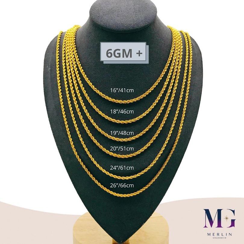 Merlin Goldsmith 22K 916 Gold Hollow Rope Chain HRC-6gm+ | Shopee Singapore