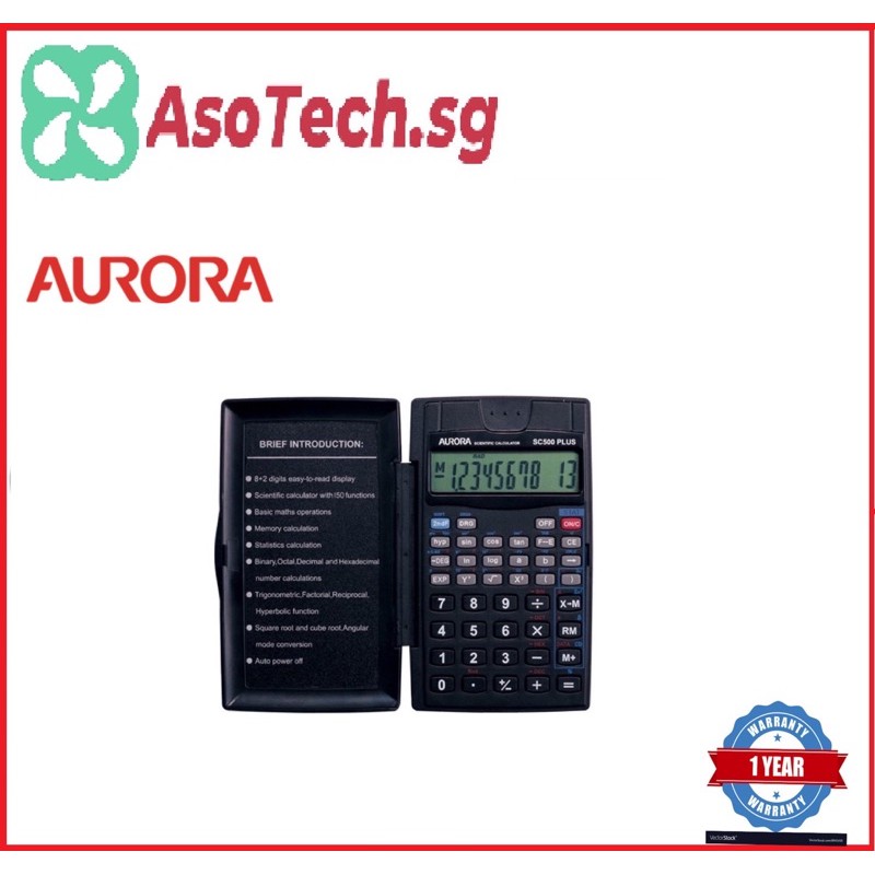 Aurora SC500 Plus Scientific Calculator 8+2 Digits Battery Power ...