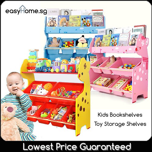 Easyhome.sg Kids Storage Shelves (Children Baby Toys Books Rack Organizer Box) TNWX