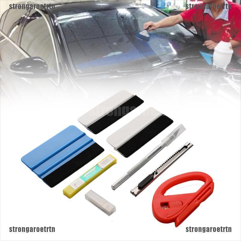 strongaroetrtn 7Pcs Car Window Film Tint Vinyl Wrap Tool Scraper Squeegee Installation Set Kit
