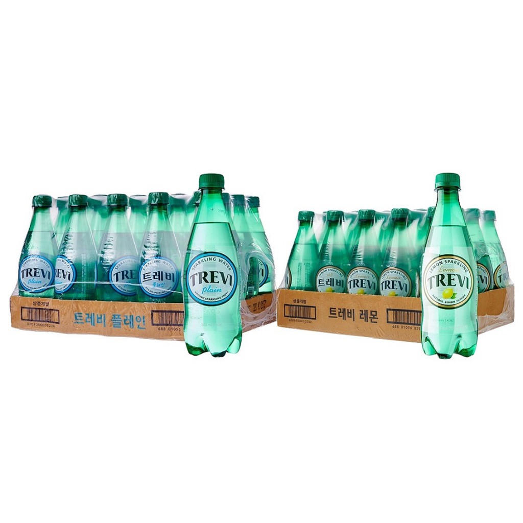 LOTTE Trevi Sparkling Water Plain / Lemon Case Bundle (40 x 500ml) [Free Express Delivery