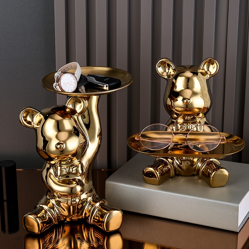 Living Room Entrance Violent Bear Key Storage Tray Coffee Table Decoration Ornaments Home Decorations Housewarming Gifts [Quality Life]