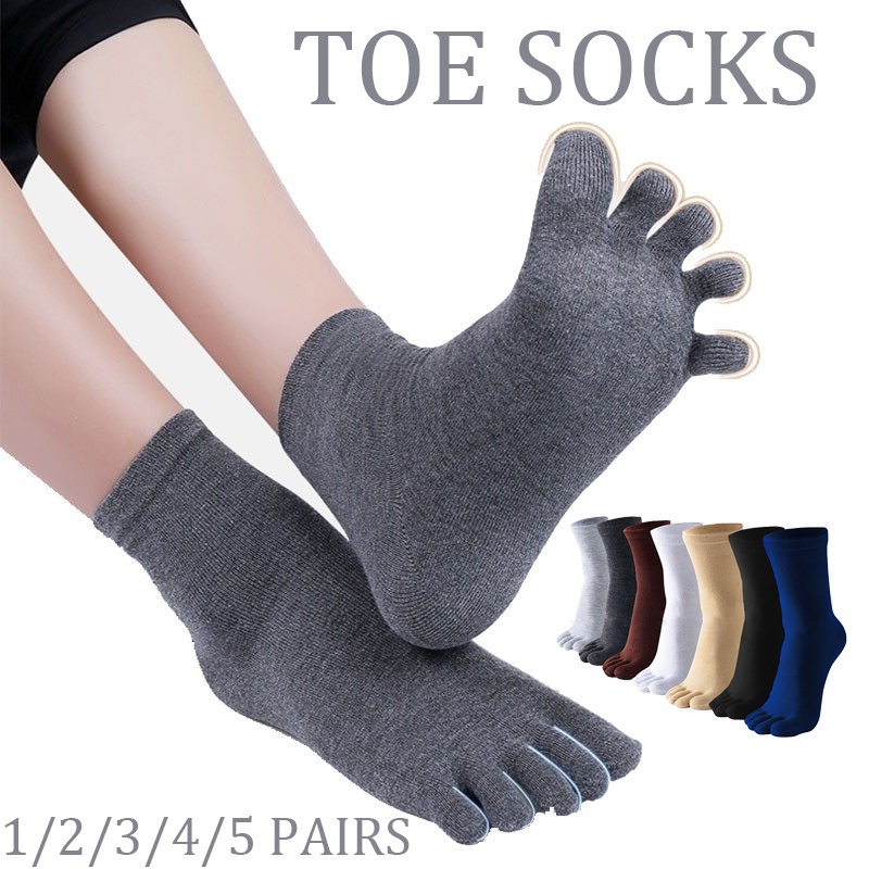 5 Pairs Mens Toe Socks Five Finger Separator Crew Socks Women Cotton