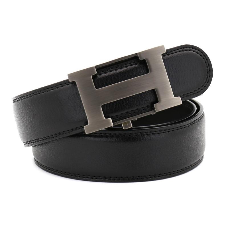 Belt Cowskin Luxury Leather Men Belts Strap Male Metal Automatic Buckle ...