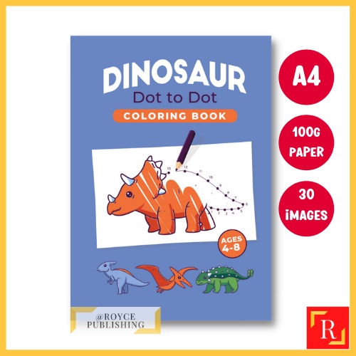 Dinosaur Dot To Dot Colouring Activity Book For Kids and Toddlers 1 ...
