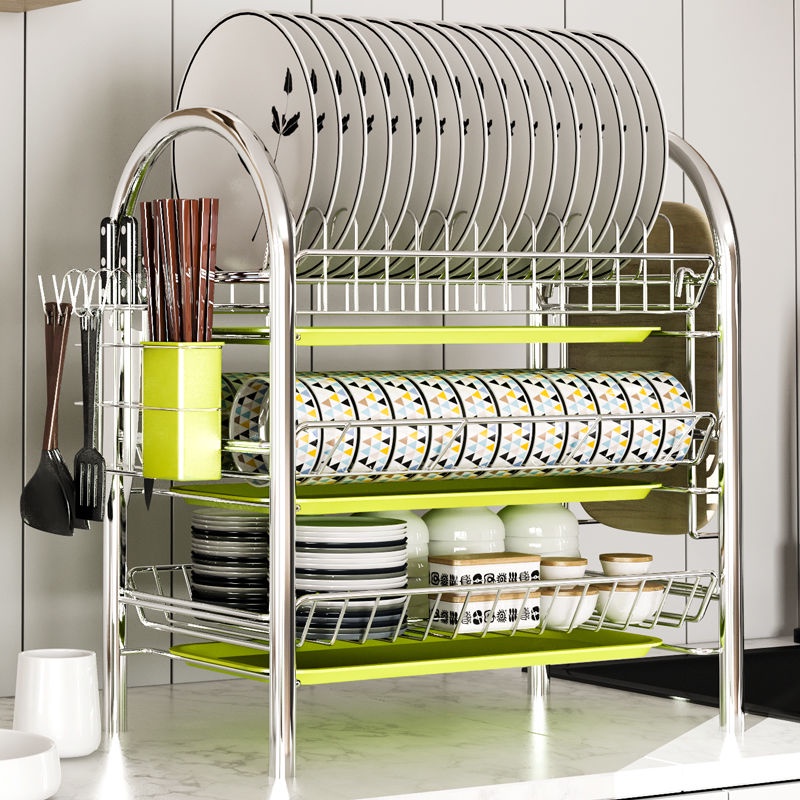 【Next-Day Delivery】Kitchen Rack Stainless Steel Dish Kitchen Tableware ...