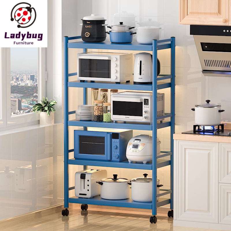 Kitchen Shelf Kitchen Rack Floor Multilayer Wheeled Storage Rack