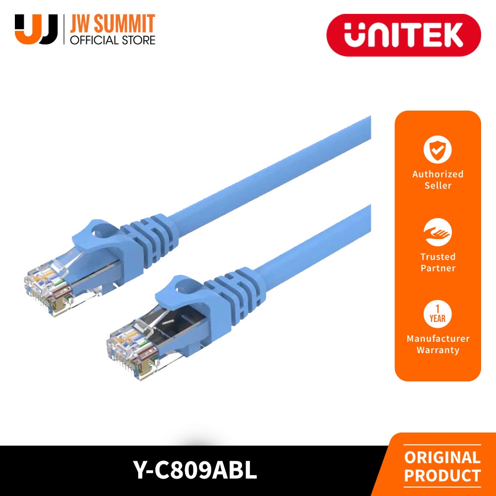 Unitek 1-Meter Cat 6 UTP RJ45 Male to Male Ethernet Cable (Y-C809ABL ...