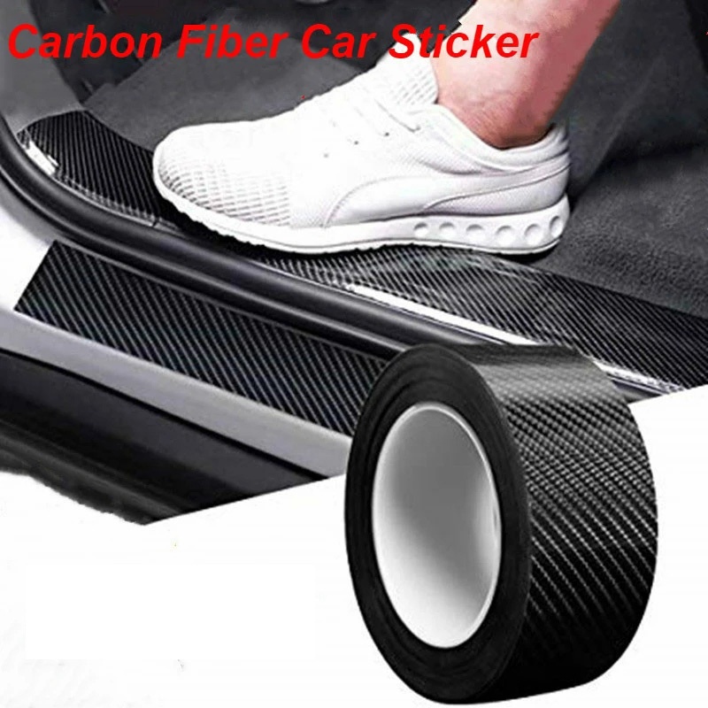 DIY 3D Carbon Fiber Cuttable Car Protective Paste Strip/ Auto Door Sill Side Mirror Anti-Scratch Waterproof Tape/ Automobile Protection Sticker