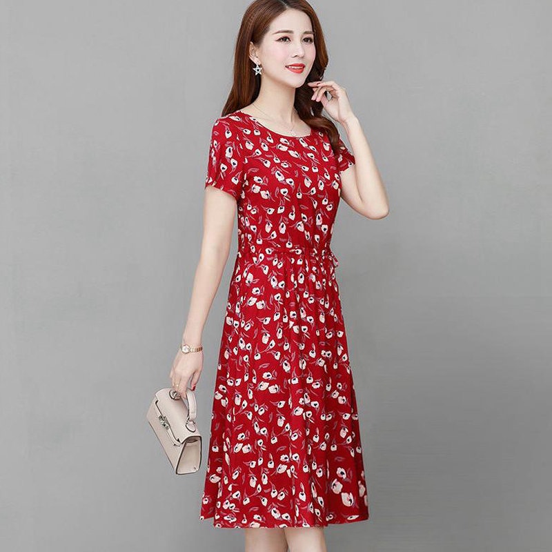 New Arrivals Women's Floral Dresses Plus Size Short Sleeve Dress Female ...