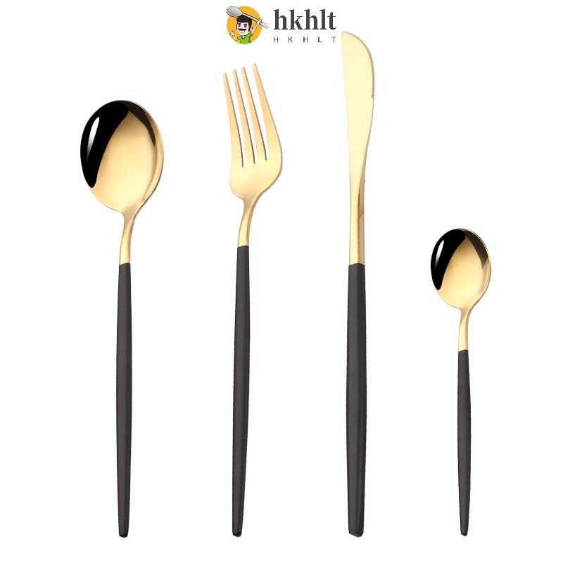 Superior Quality In Stock Gold Cutlery Stainless Steel Spoon Fork Long ...