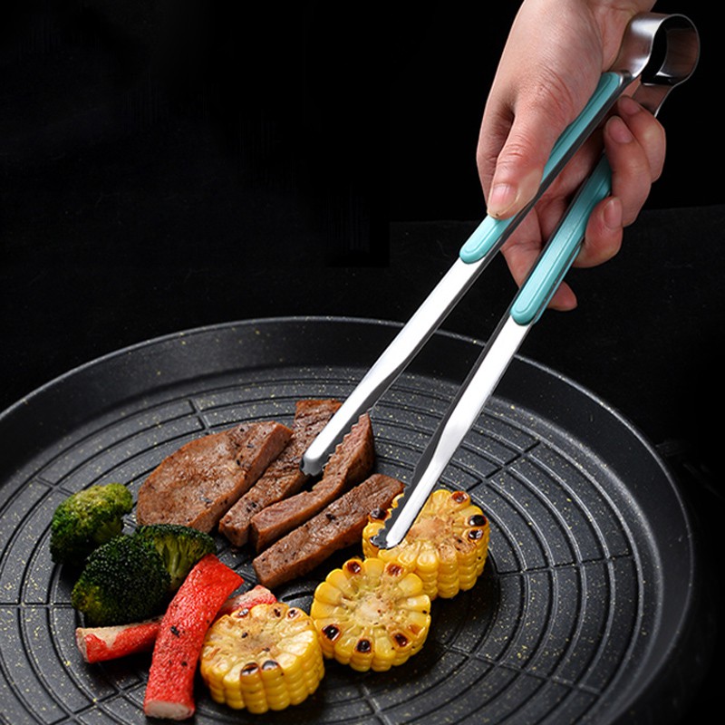 Korean BBQ Tongs Stainless Steel Grill Tongs Barbecue Food Clip Bread