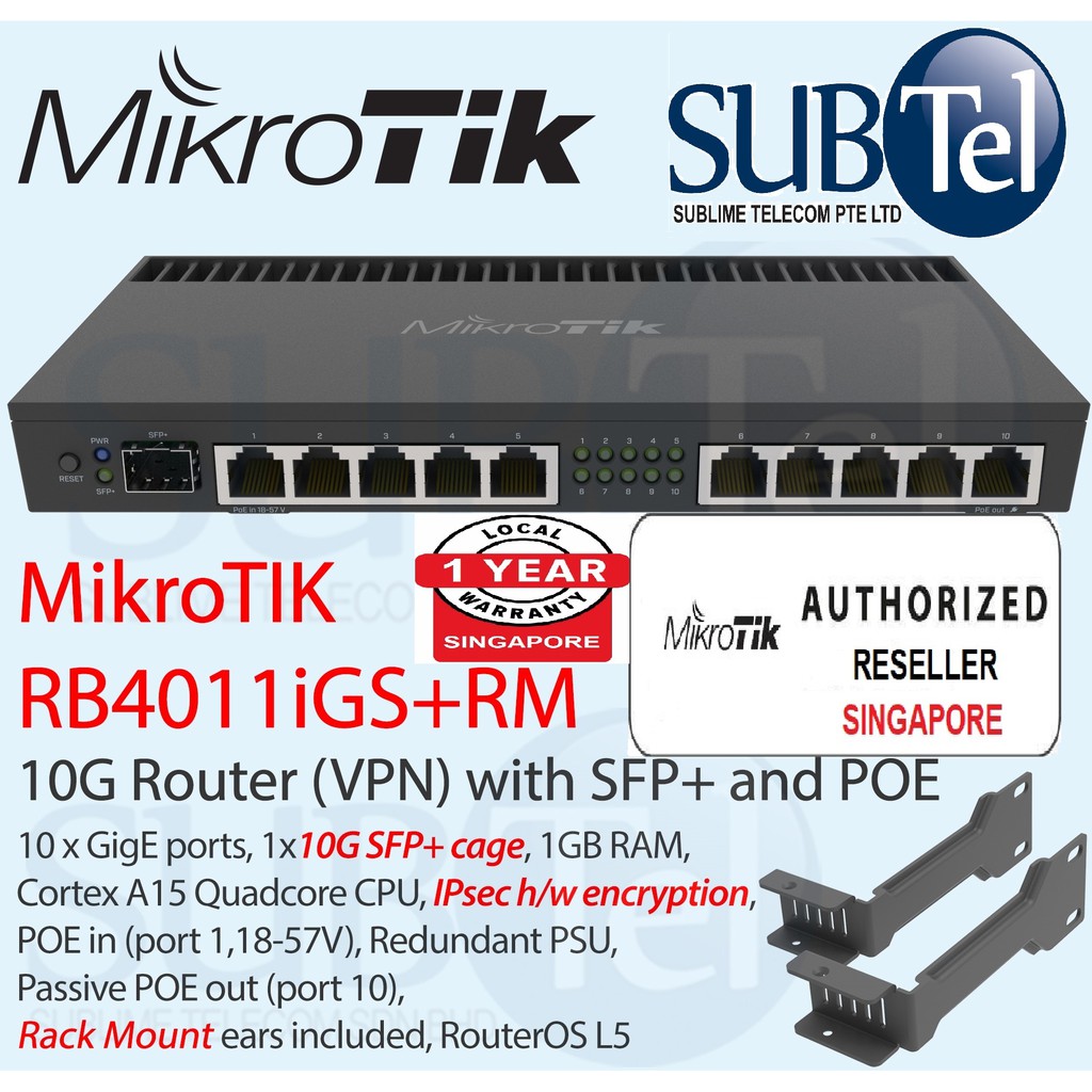 RB4011iGS+RM 10G MikroTik Gigabit Router 10 Port SFP+ VPN IPv6 IPSec ...