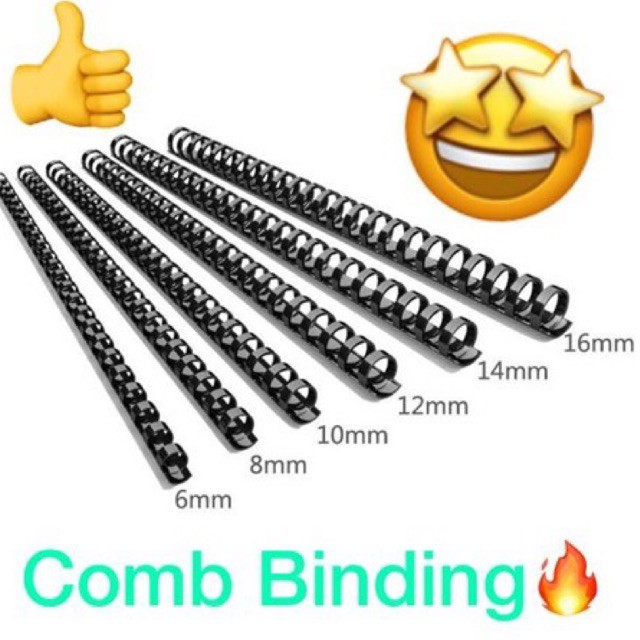 100pcs Binding Comb 6mm/ 8mm/ 10mm/ 12mm/ 14mm 16mm/ 18mm/ 20mm ...