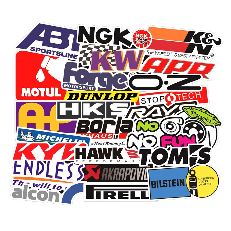 50pcs Racing Car Stickers Dirtbike Automotive Sticker Waterproof Decals ...