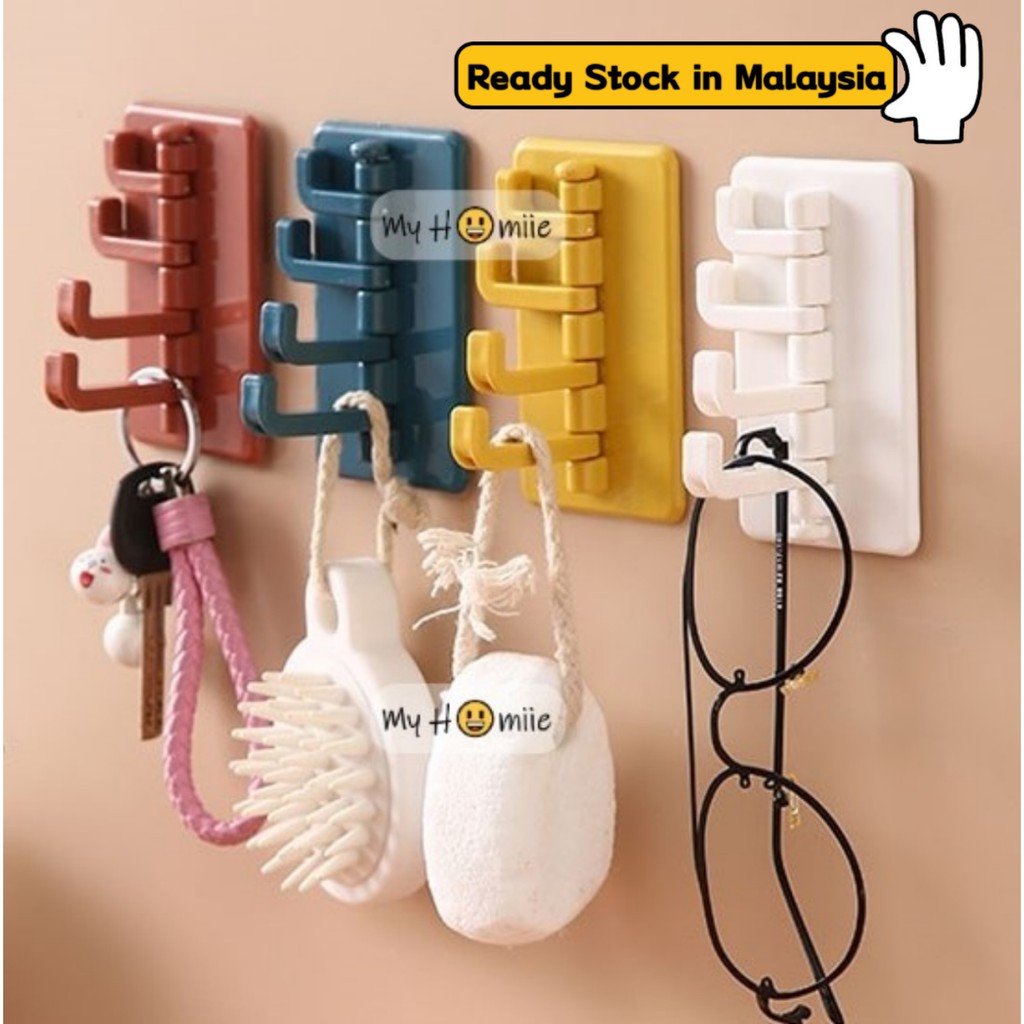 Multifunction Strong Sticky Self-Adhesive Coat Rack | 4 Hook Wall ...