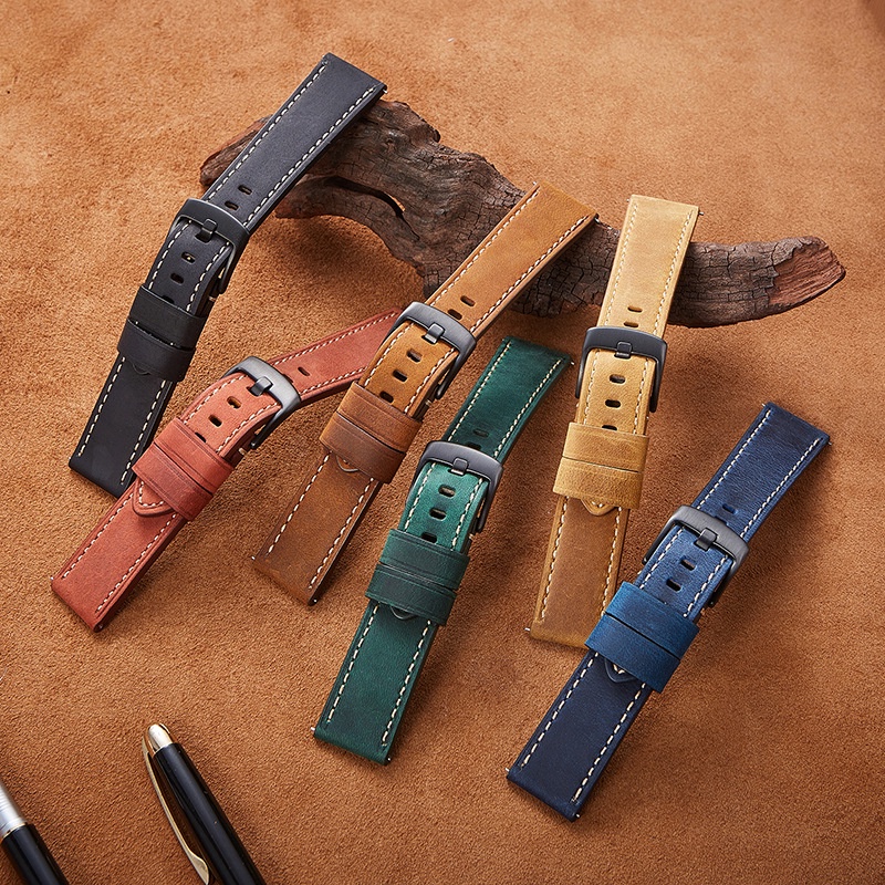 New Crazy Horse Retro Quick Release Leather Strap For For Samsung