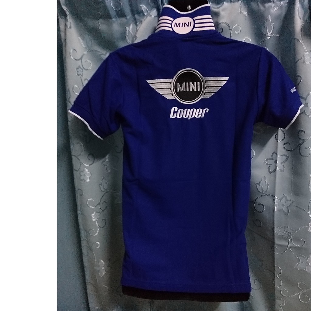 MINI COOPER EMBROIDERY POLO T SHIRT EMBOSSED COLLAR PRINTED