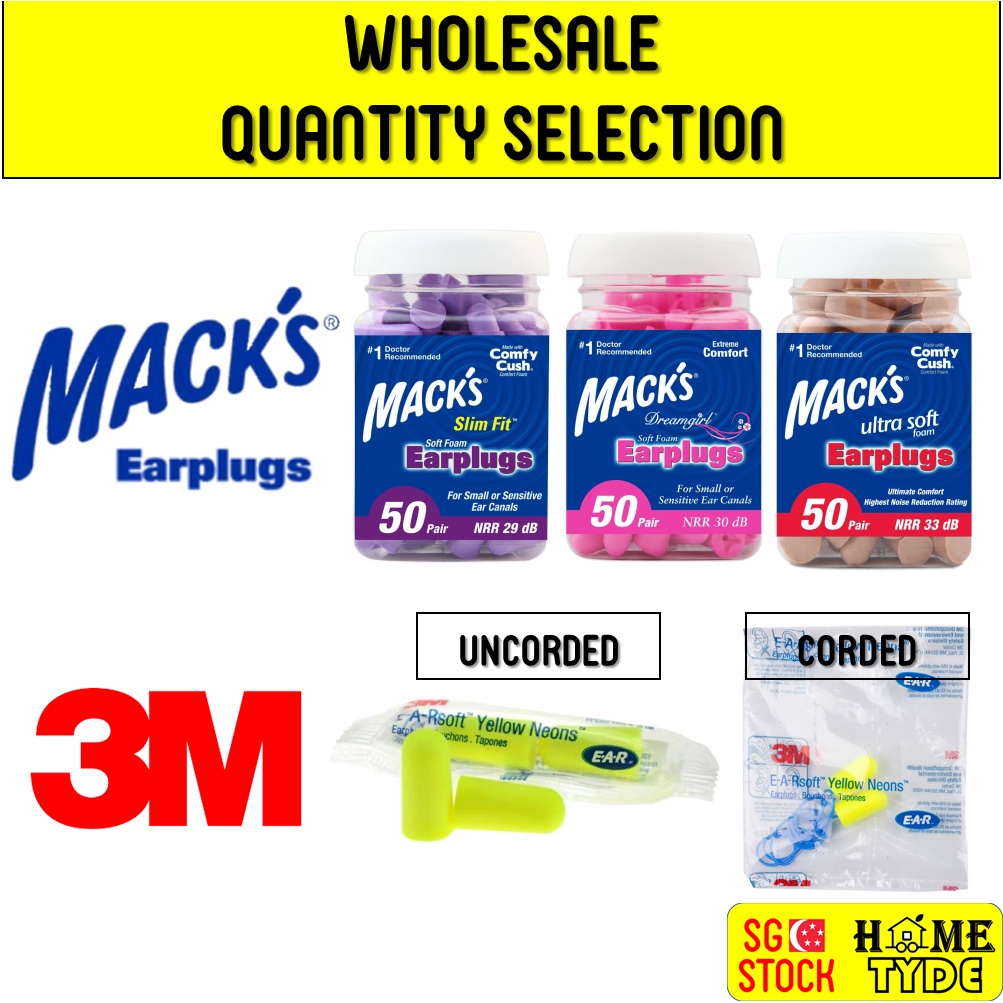 Mack's Ear Plug / 3M EARsoft Yellow Neons Corded / Slim Fit, Dreamgirl, Ultra Soft / Soft Foam
