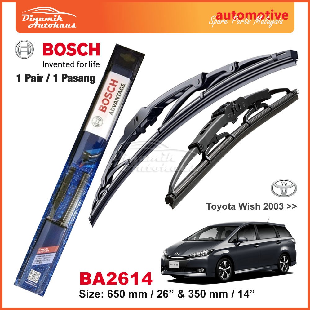 Toyota Wish Car Year 2003 To Present Front Windscreen (Cermin Depan) Wiper Size 26