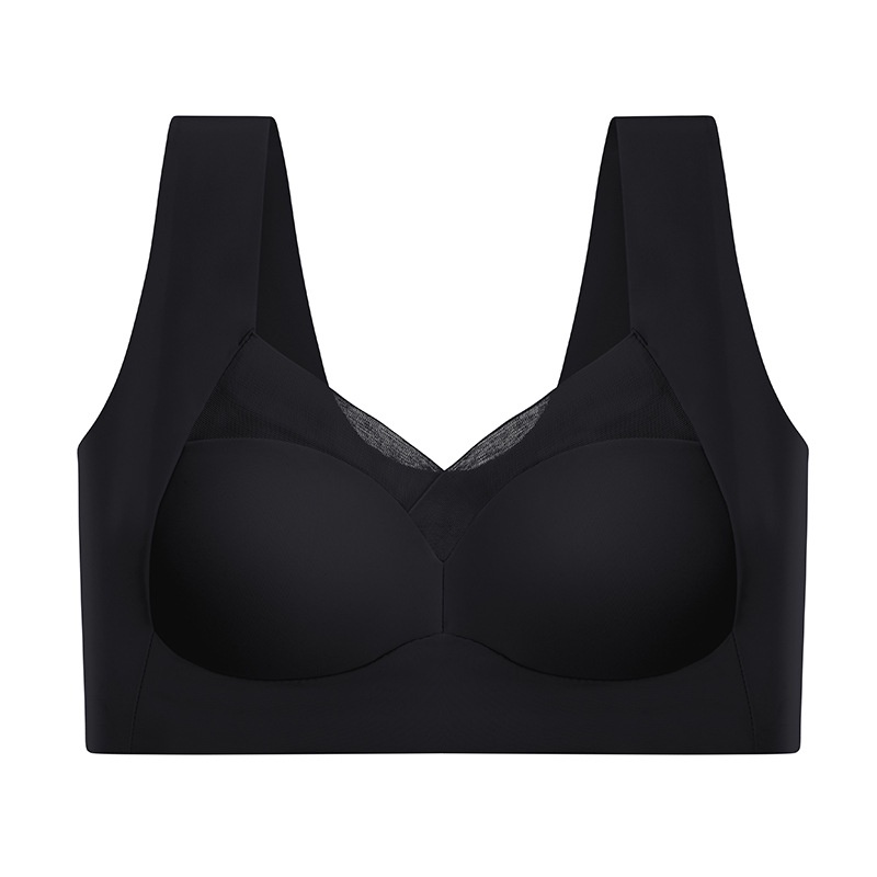 Maniyun One-piece Ice Silk Seamless Bra Women Sexy Mesh Fixed Up ...