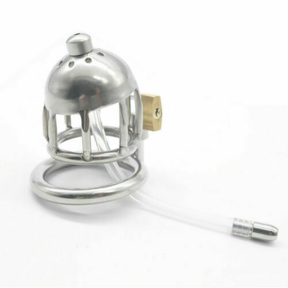 New Male Stainless Steel Chastity Device Cage With Sili Cone Tube A123