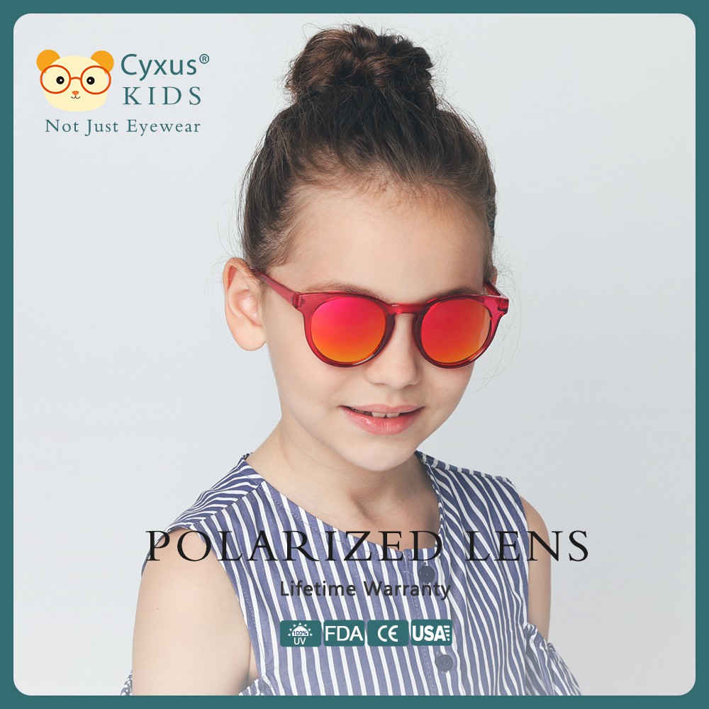 Cyxus Kids Polarized Sunglasses 100%UV400 Shades TAC Lens Sport / Daily for Girls Age 4-12 (Pink Mirror Lens)-1601