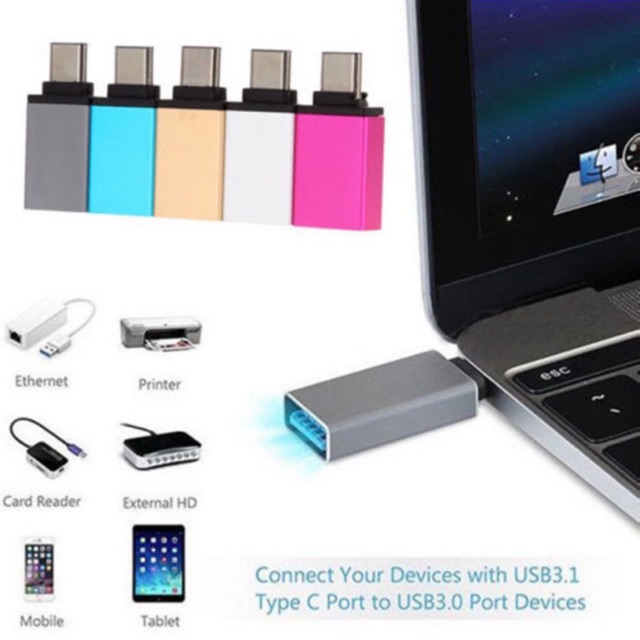 USB 3.1 Type C OTG Adapter – Male USB-C To Female USB 3.0 A Converter For Data Transfer