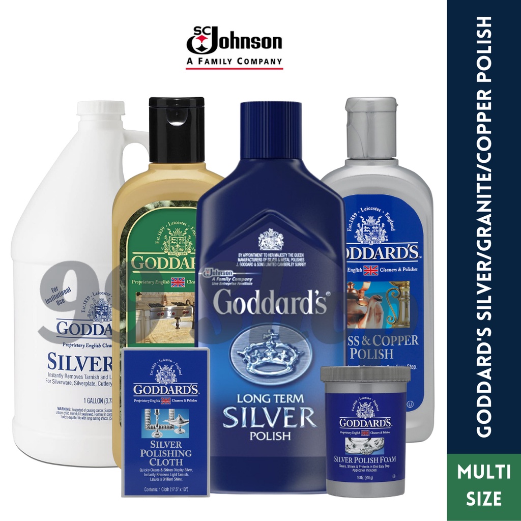 SC Johnson's Goddard Goddards Long Term Silver Polish Silver Cleaner /  Foam/ Cloth Granite Marble Stone Brass Cleaner