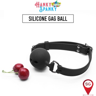 Purple Silicon Ball Gag with PVC clear strap -Lockable -Vegan