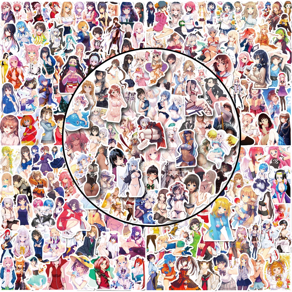 200/100/50PCS Mixed Cartoon Anime Sexy Girl Stickers For Laptop Phone ...