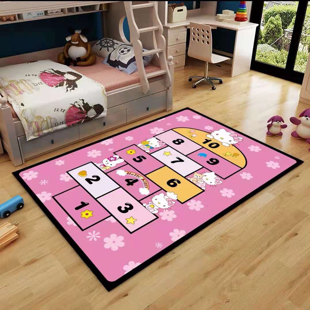 Cartoon Hopscotch Number Game Rug Cute Colorful Design Anti-Slip Kids ...