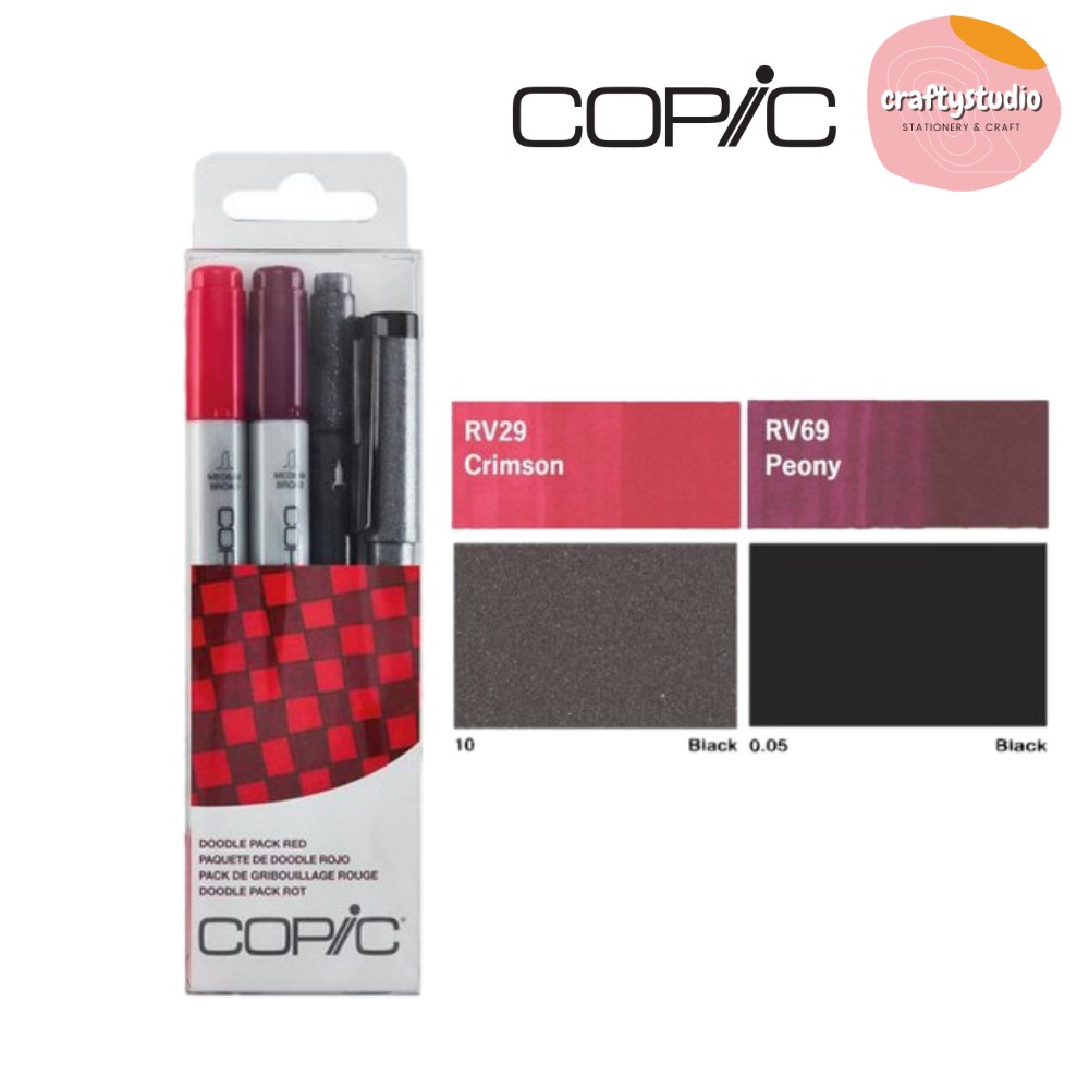 4 pcs Copic Ciao Mini Doodle Kit Red, Pen Set, Drawing Kit | Shopee ...