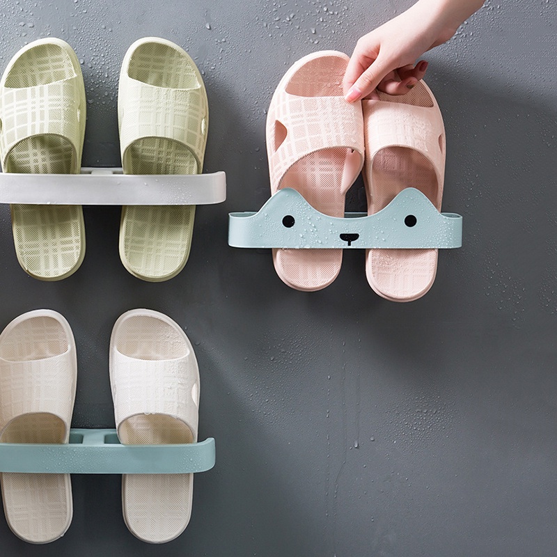 Cute Cartoon Cat Design Shoe Rack Punch-free Shoe Wall Storage Shelves ...