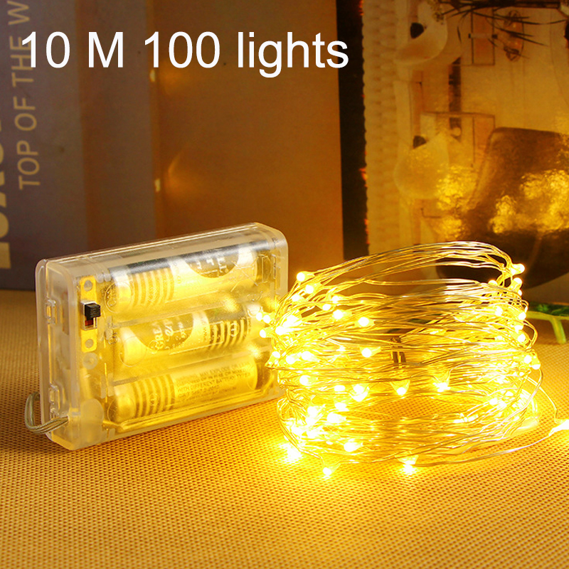 10M 100 LEDs battery box Copper Wire String Fairy Light Strip Lamp ...