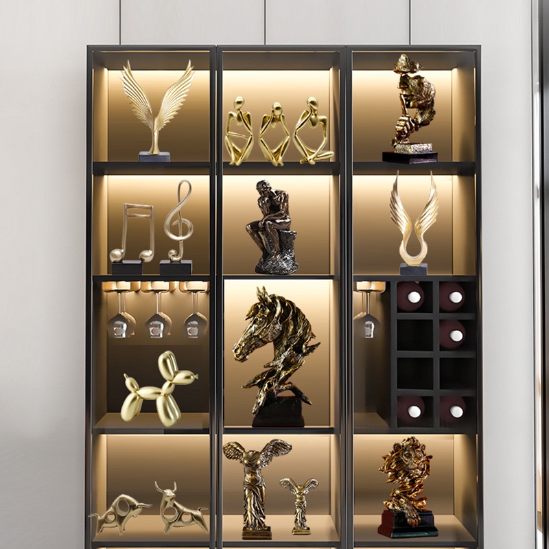 Modern Light Luxury Art Villa Restaurant Decoration Office Wine Cabinet Set High-End Bookcase Living Room