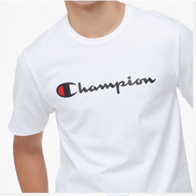 White Champion Script Tee Black Red Wording Shopee Singapore