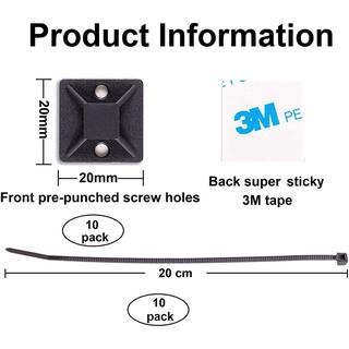 Strong Cable Zip Ties with Zip Tie Mounts, 10 PCS Heavy Duty Wire Ties ...