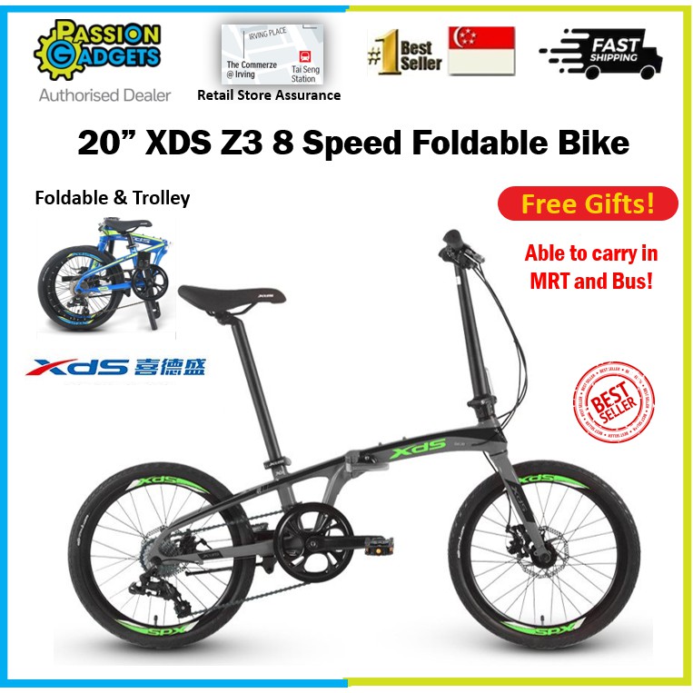 ReadyStock XDS Z3 20inch 8S Foldable Bike 8 Speed Ultra Lightweight Unibody Internal Cabling Bicycle Shopee Singapore