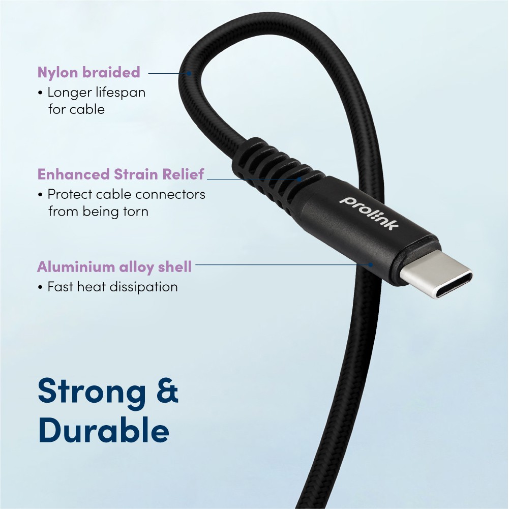 Prolink 100W 5A PD Fast Charging Cable USB Kabel Data Type C l E-Mark Chip l 480Mbps l 2M - Gambar 2