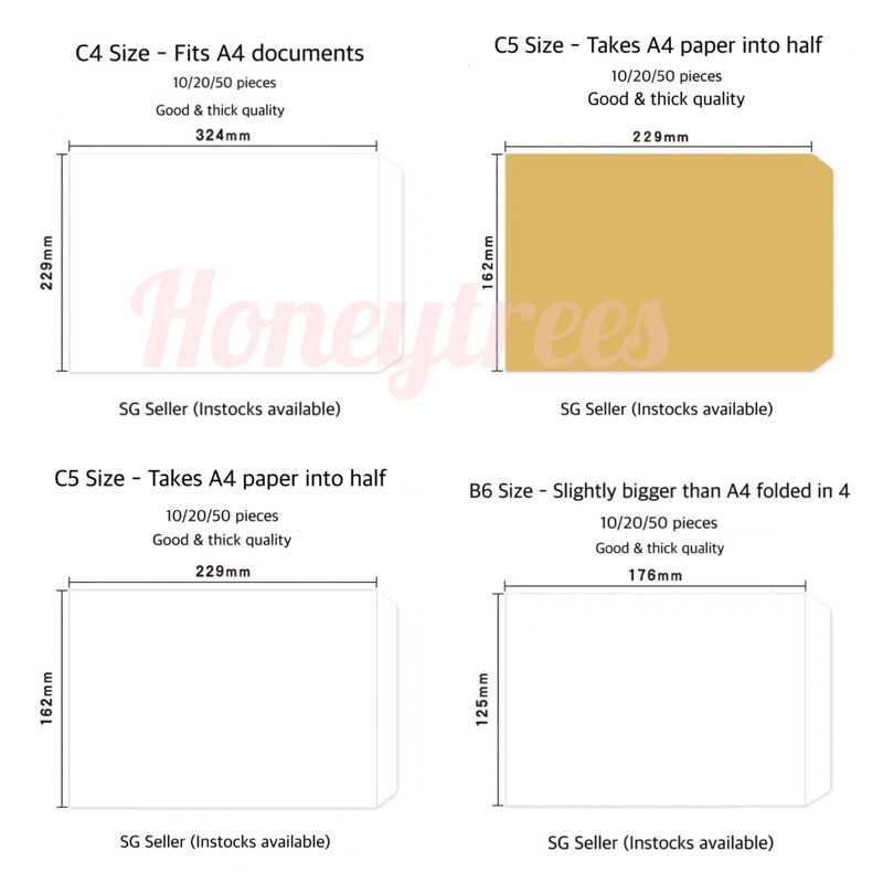 [SG Seller] Paper Envelope Standard Size (B6/C5/C4) Mail Postage