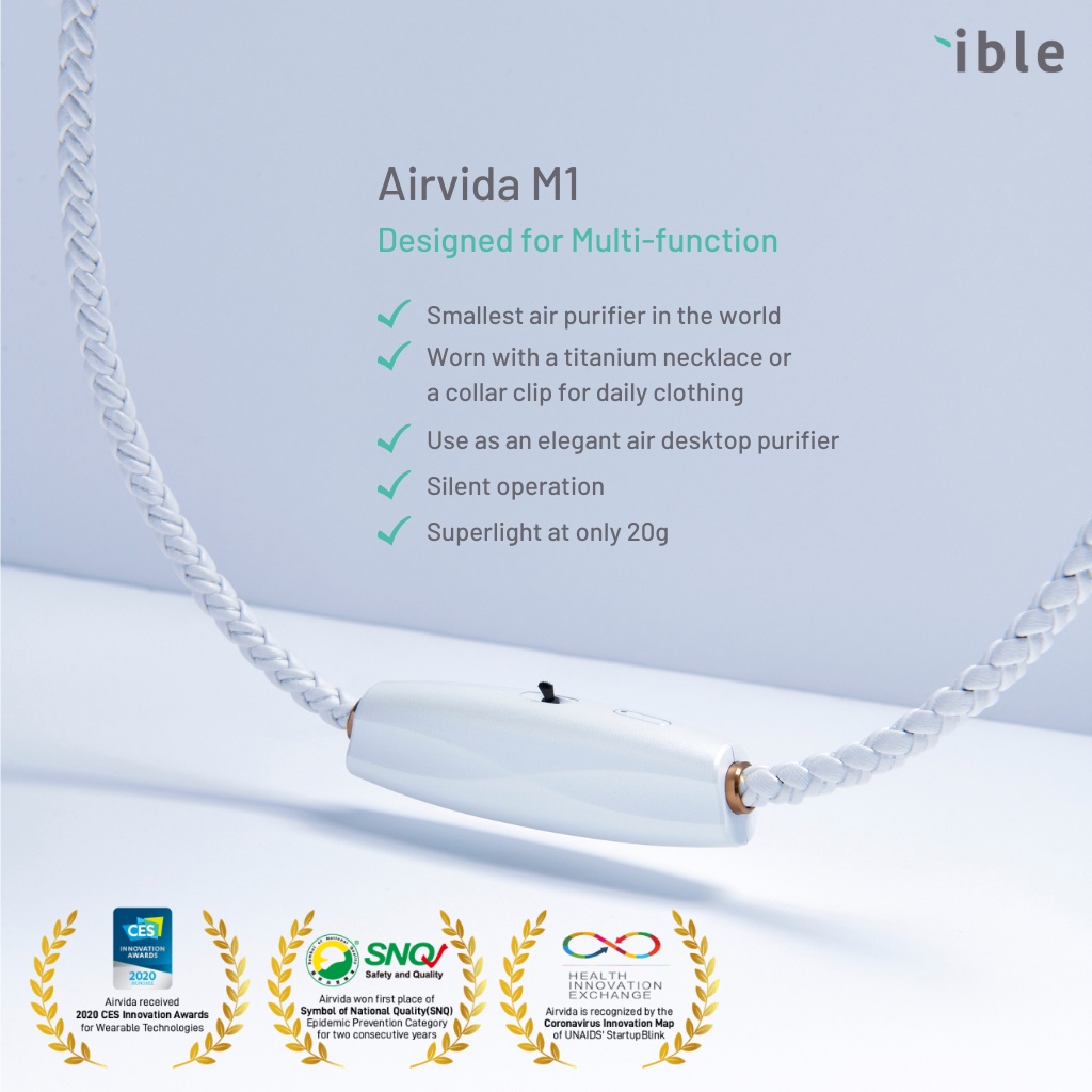ible Wearable Air Purifier Airvida M1 Travel Protection Invisible